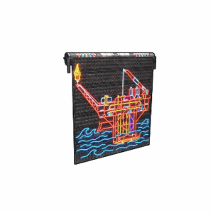 Neon Oil Rig Garage Door